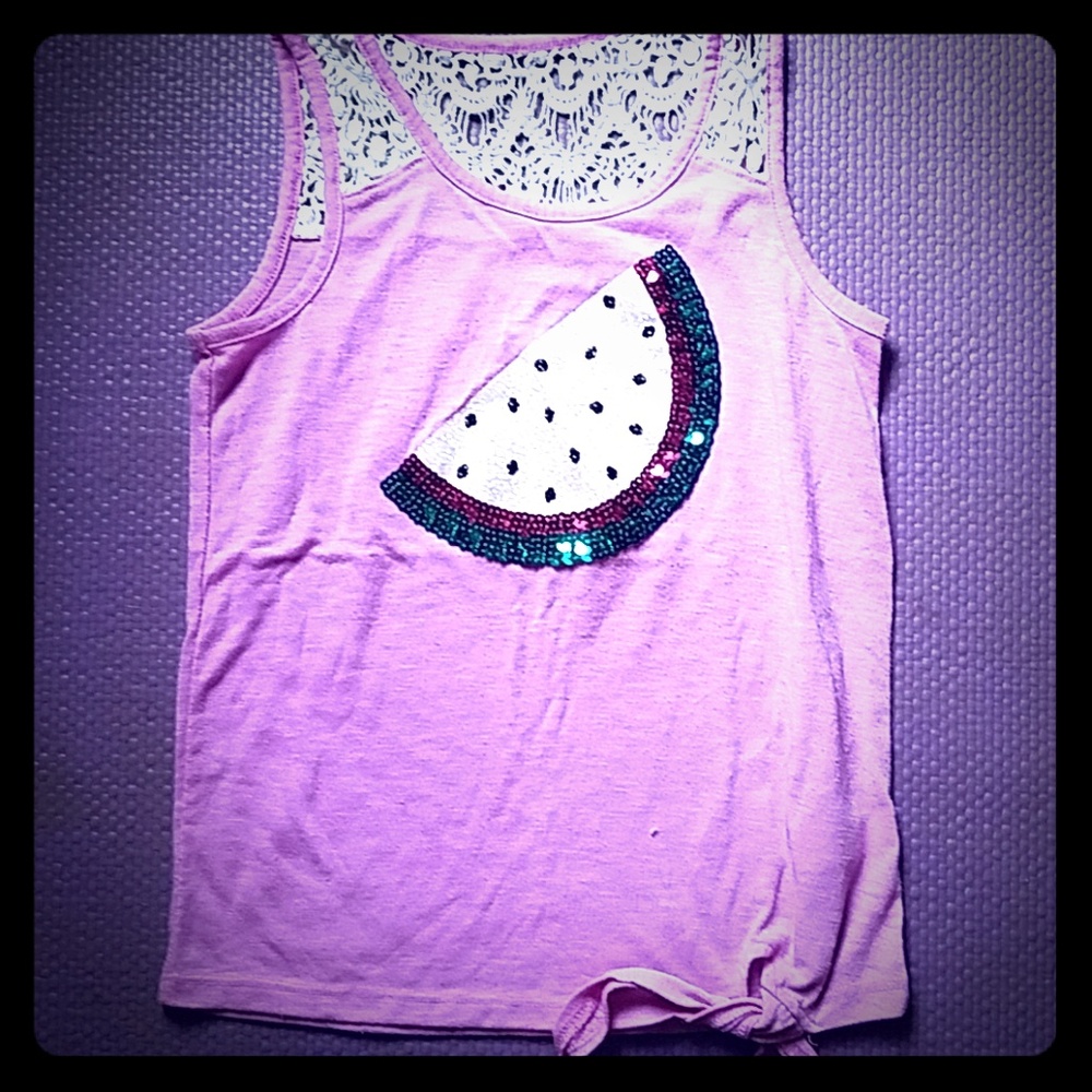 Justice watermelon sequin, fuchsia tank